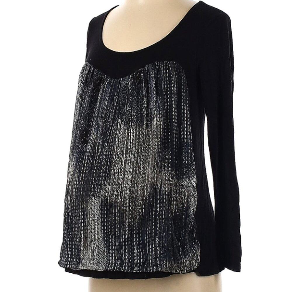 Maternal America long sleeve black top with sparkle fabric overlay, size XS
